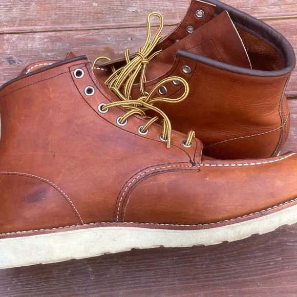 Red Wing Shoes Men's Brown Leather Boots - Classic Moc Heritage #875 - Picture 2 of 13